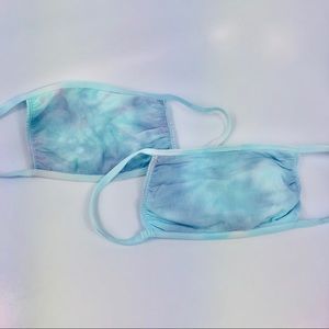 Washable Bright Blue Cotton Tie Dye Face Mask